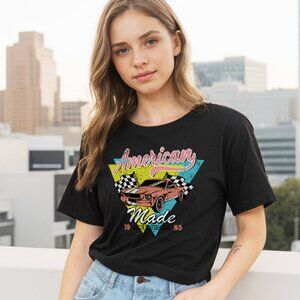 Retro Classic Car Graphic T-Shirt, 80s Style Mustang Graphic Tee, 1985 "American
